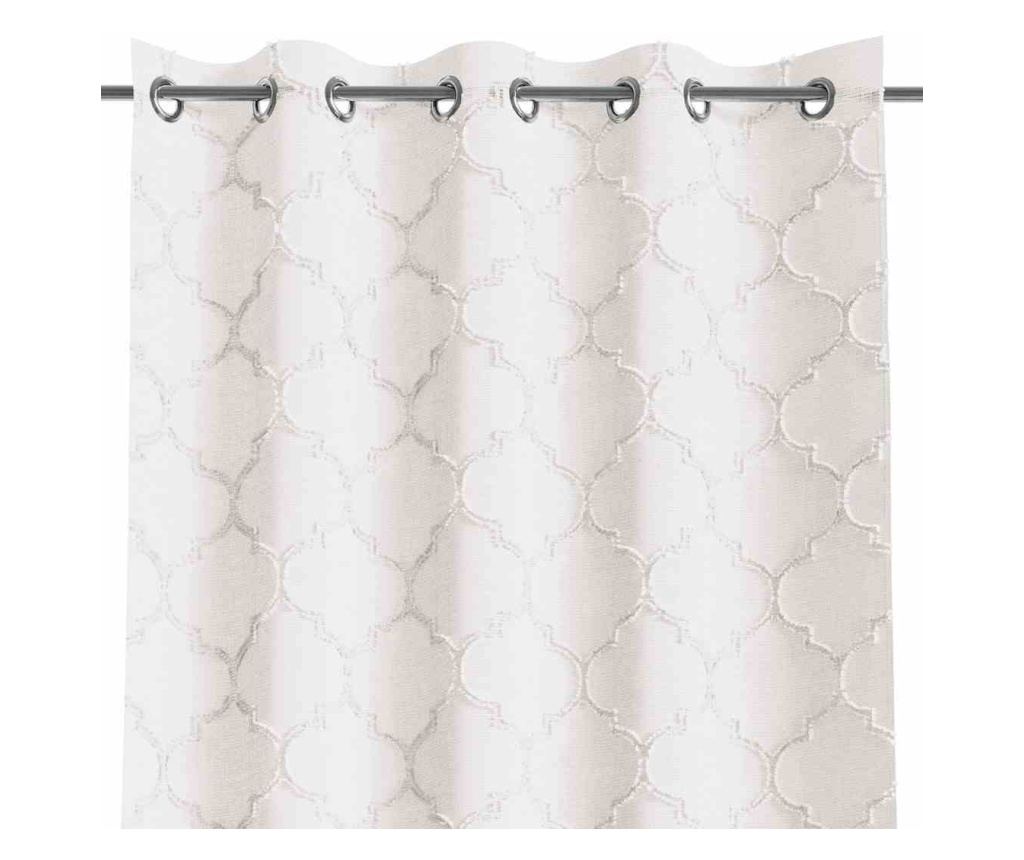 Klasszikus hímzett függöny ezüst karikákkal, Delva, 48 g/m², Amelia Home, 140x270 cm, Krém Delva 140x270 cm - 5