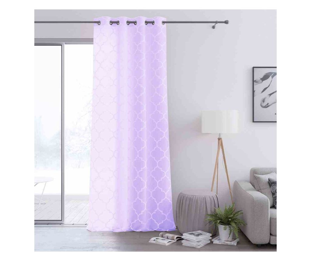 Klasszikus hímzett függöny ezüst karikákkal, Delva, 48 g/mp, Amelia Home, 140x250 cm, Lila Delva 140x250 cm - 3