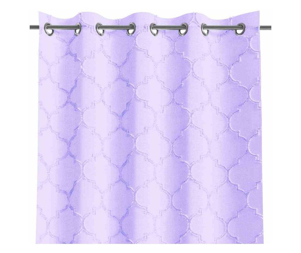Klasszikus hímzett függöny ezüst karikákkal, Delva, 48 g/mp, Amelia Home, 140x250 cm, Lila Delva 140x250 cm - 5