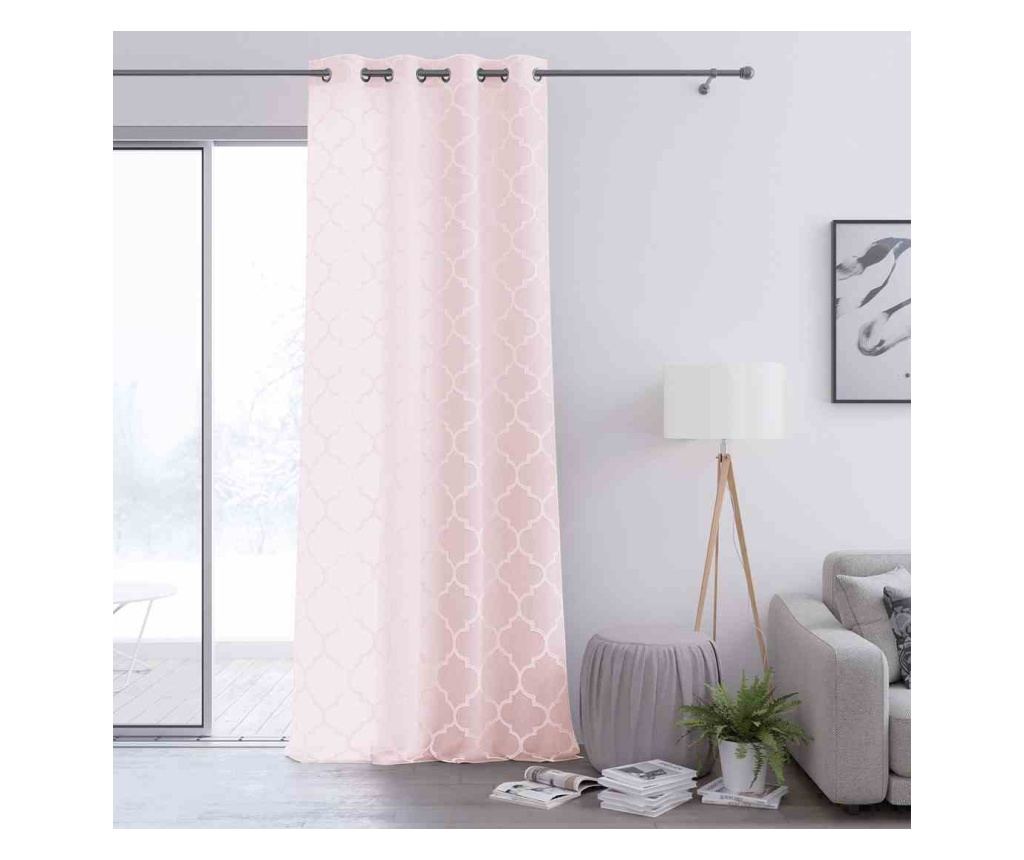 Klasszikus hímzett függöny ezüst karikákkal, Delva, 48 g/m², Amelia Home, 140x250 cm, Rózsaszín Delva 140x250 cm - 3