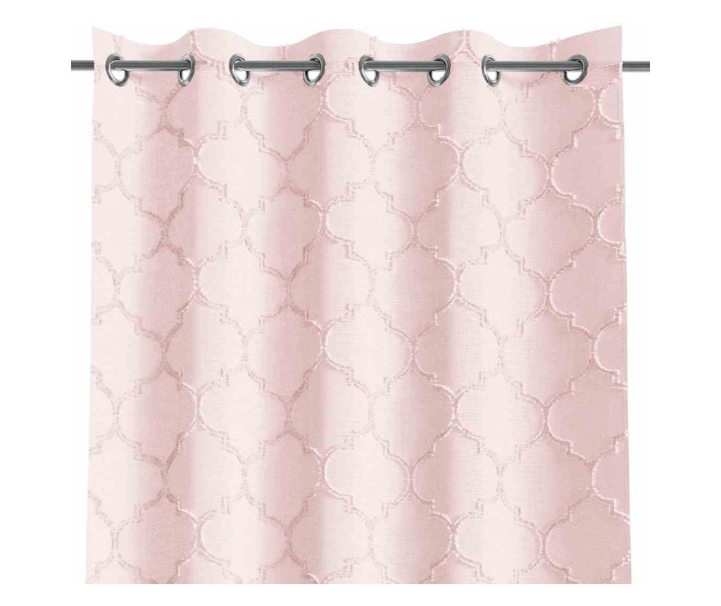 Klasszikus hímzett függöny ezüst karikákkal, Delva, 48 g/m², Amelia Home, 140x250 cm, Rózsaszín Delva 140x250 cm - 5