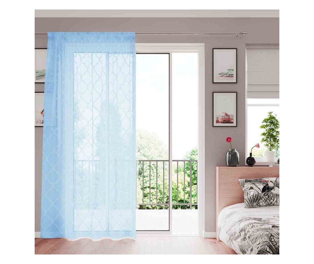 Klasszikus hímzett függöny rúdbújtatóval, Delva, 48 g/m², Amelia Home, 140x270 cm, Kék Delva 140x270 cm - 3
