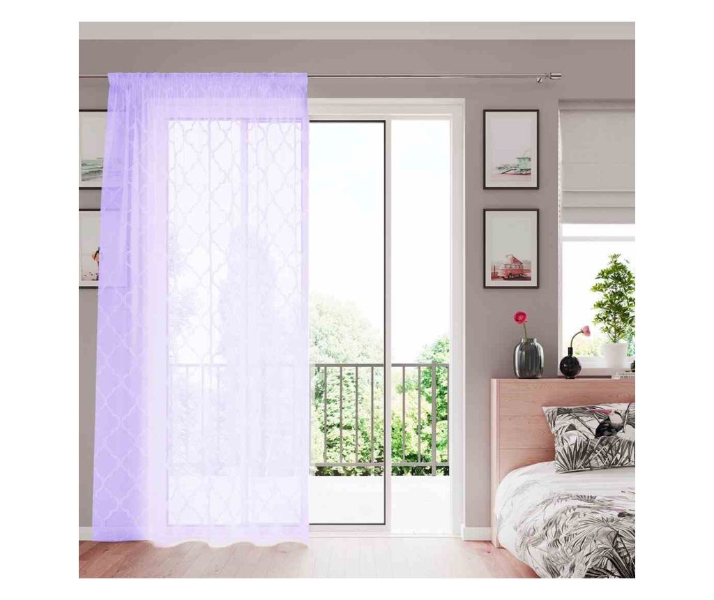 Klasszikus hímzett függöny rúdbújtatóval, Delva, 48 g/m², Amelia Home, 140x250 cm, Lila Delva 140x250 cm - 3
