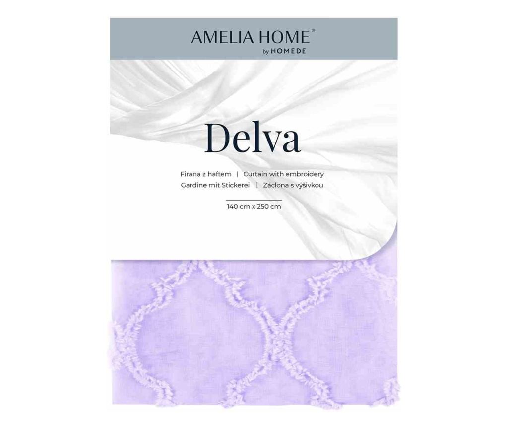 Klasszikus hímzett függöny rúdbújtatóval, Delva, 48 g/m², Amelia Home, 140x250 cm, Lila Delva 140x250 cm - 4
