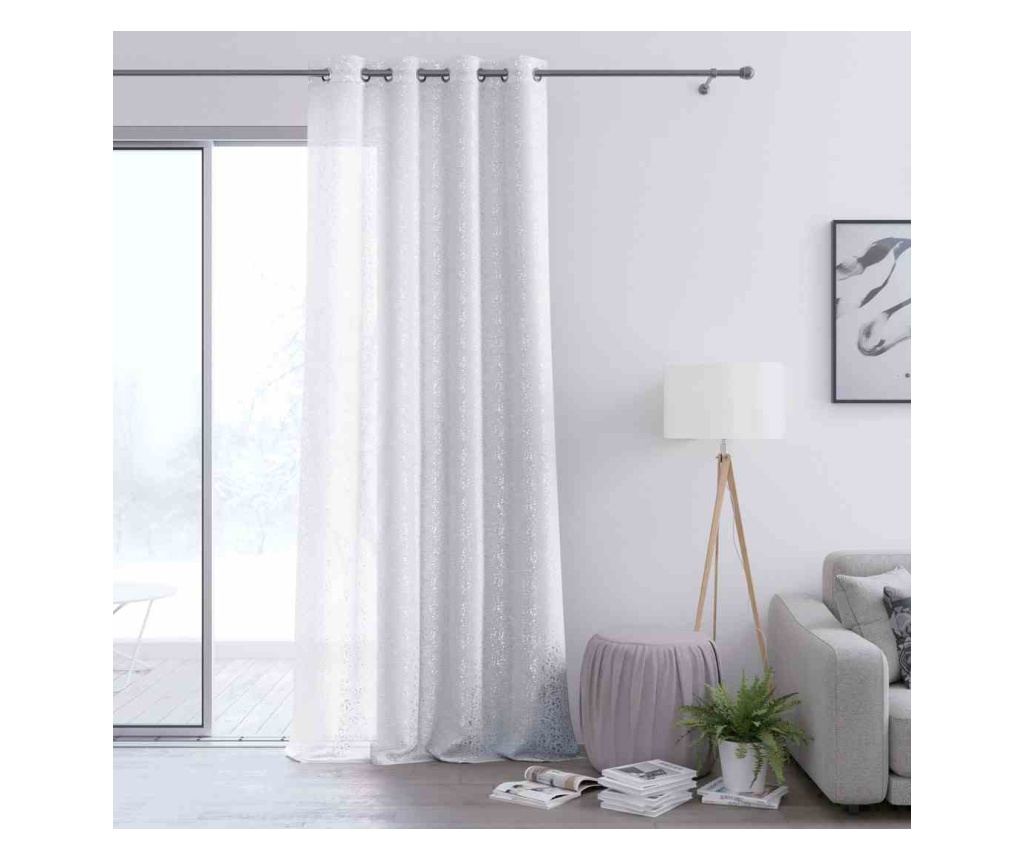 Glamour függöny ezüst karikákkal, pöttyös, 70 g/m², Amelia Home, 140x250 cm, Fehér pöttyös 140x250 cm - 3