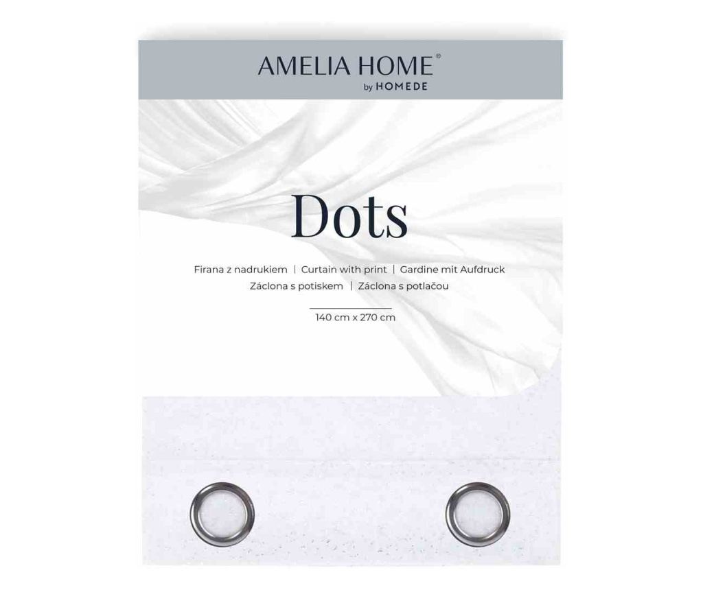 Glamour függöny ezüst karikákkal, pöttyös, 70 g/m², Amelia Home, 140x250 cm, Fehér pöttyös 140x250 cm - 4