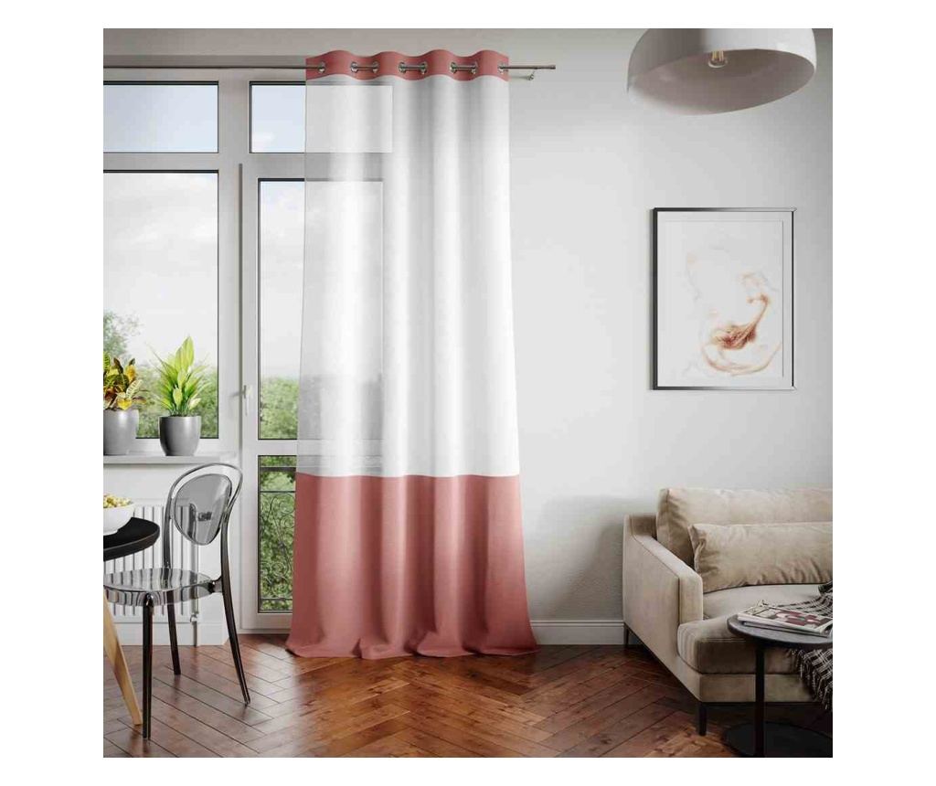 Voál és bársony függöny ezüst karikákkal, Irvette, 48 g/m2, Amelia Home, 140x270 cm, Fehér Irvette 140x270 cm - 3