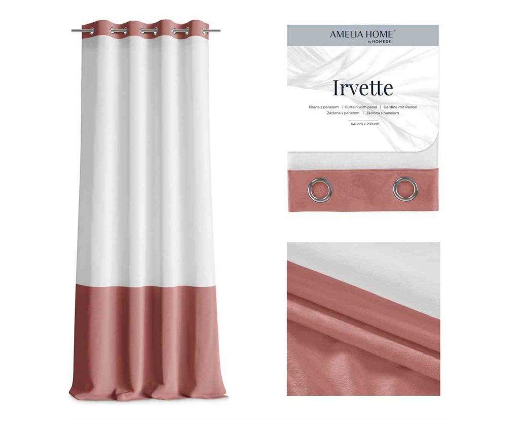 Voál és bársony függöny ezüst karikákkal, Irvette, 48 g/m2, Amelia Home, 140x270 cm, Fehér Irvette 140x270 cm - 2