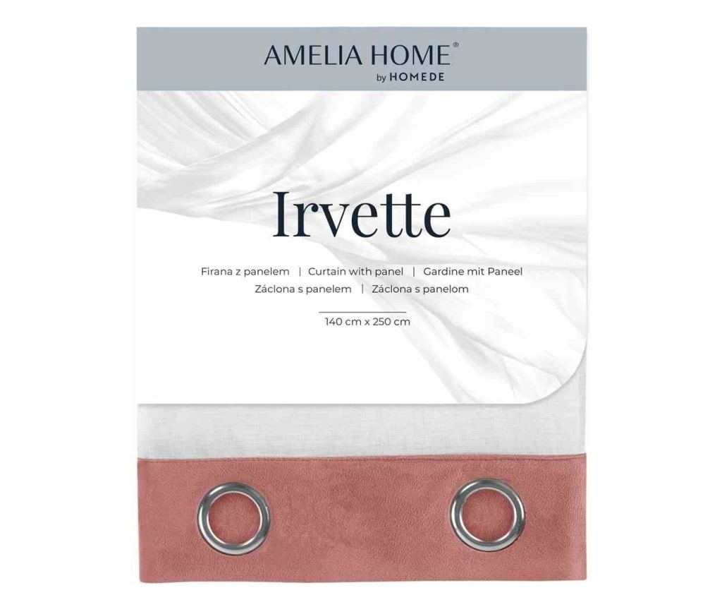 Voál és bársony függöny ezüst karikákkal, Irvette, 48 g/m2, Amelia Home, 140x270 cm, Fehér Irvette 140x270 cm - 4