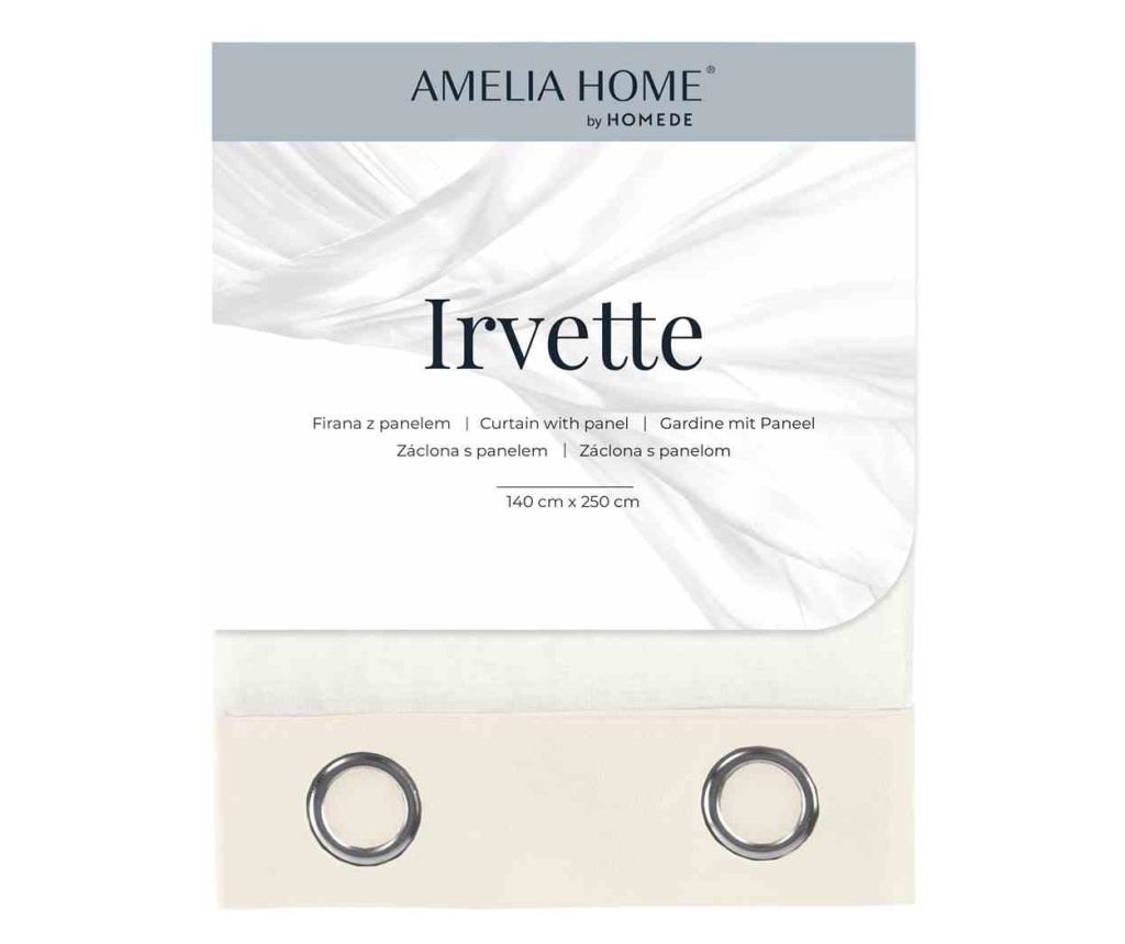 Voile és bársony függöny ezüst karikákkal, Irvette, 48 g/m², Amelia Home, 140x270 cm, Fehér Irvette 140x270 cm - 3