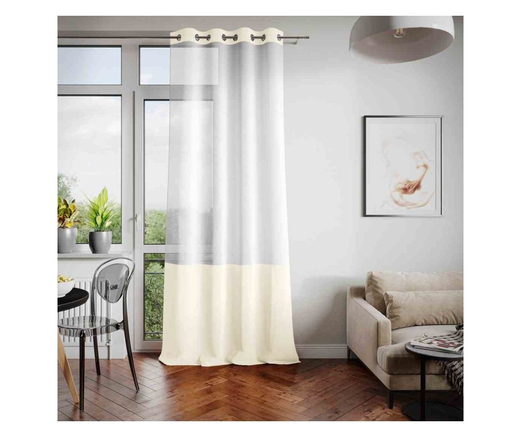 Voile és bársony függöny ezüst karikákkal, Irvette, 48 g/m², Amelia Home, 140x270 cm, Fehér Irvette 140x270 cm - 6