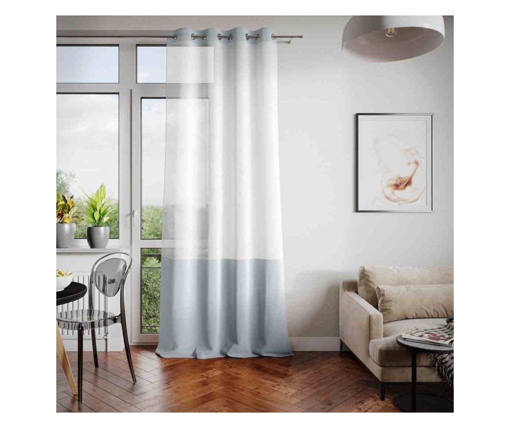 Voile és bársony függöny ezüst karikákkal, Irvette, 48 g/m², Amelia Home, 140x250 cm, Fehér Irvette 140x250 cm - 3