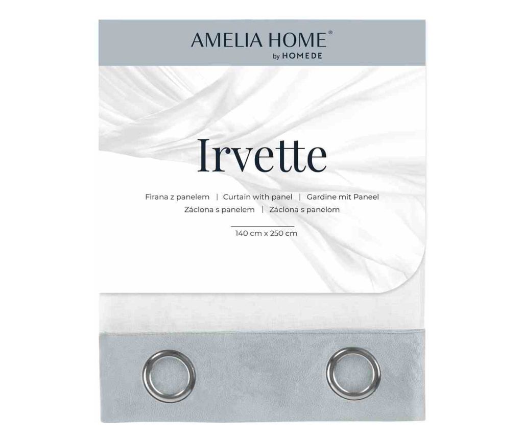 Voile és bársony függöny ezüst karikákkal, Irvette, 48 g/m², Amelia Home, 140x250 cm, Fehér Irvette 140x250 cm - 4