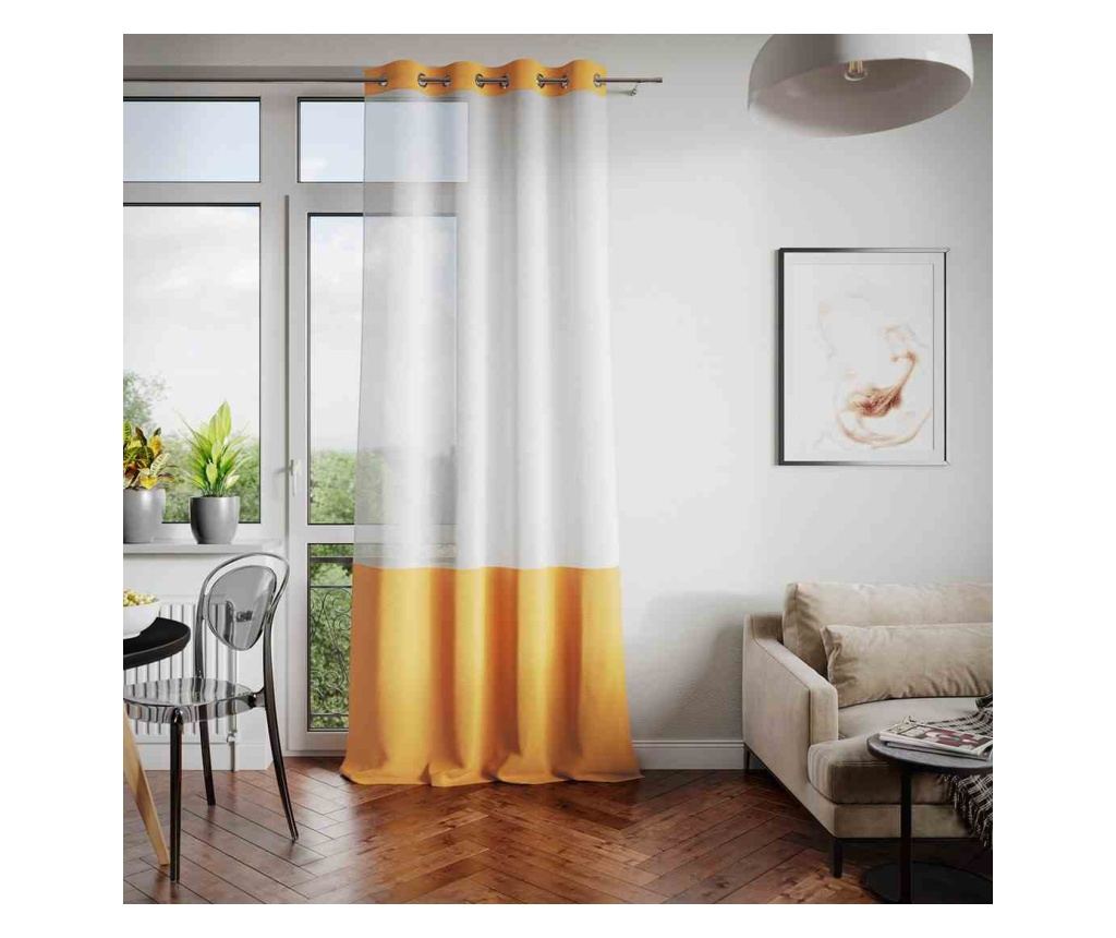 Voál és bársony függöny ezüst karikákkal, Irvette, 48 g/m2, Amelia Home, 140x270 cm, Fehér Irvette 140x270 cm - 3