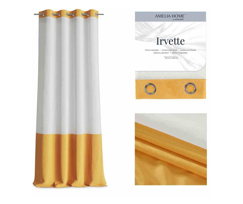 Voál és bársony függöny ezüst karikákkal, Irvette, 48 g/m2, Amelia Home, 140x270 cm, Fehér Irvette 140x270 cm - 2