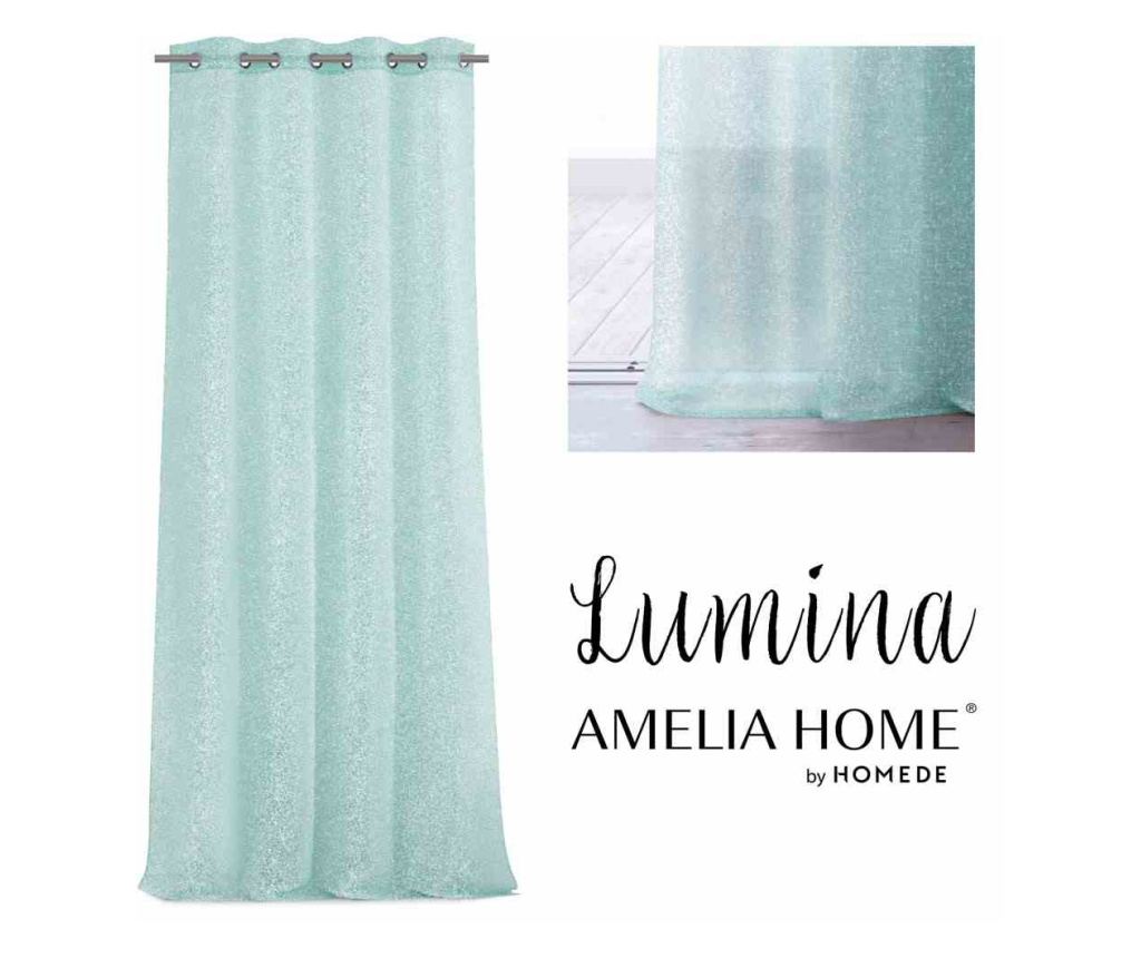 Glamour függöny ezüst karikákkal, Lumina, 100 g/m², Amelia Home, 140x250 cm, Világoskék 140x250 cm - 2