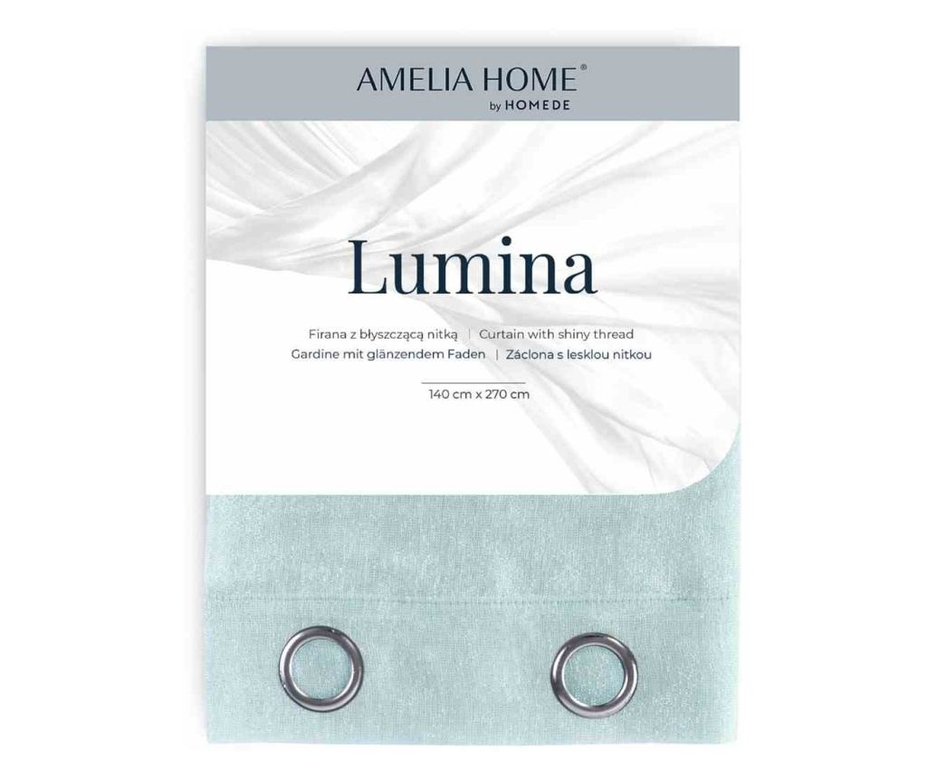 Glamour függöny ezüst karikákkal, Lumina, 100 g/nm, Amelia Home, 140x270 cm, Világoskék 140x270 cm - 3