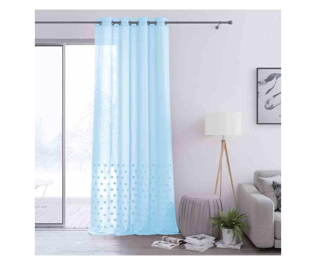 Klasszikus hímzett függöny ezüst karikákkal, Lunare, 48 g/nm, Amelia Home, 140x270 cm, Kék Lunare 140x270 cm - 3