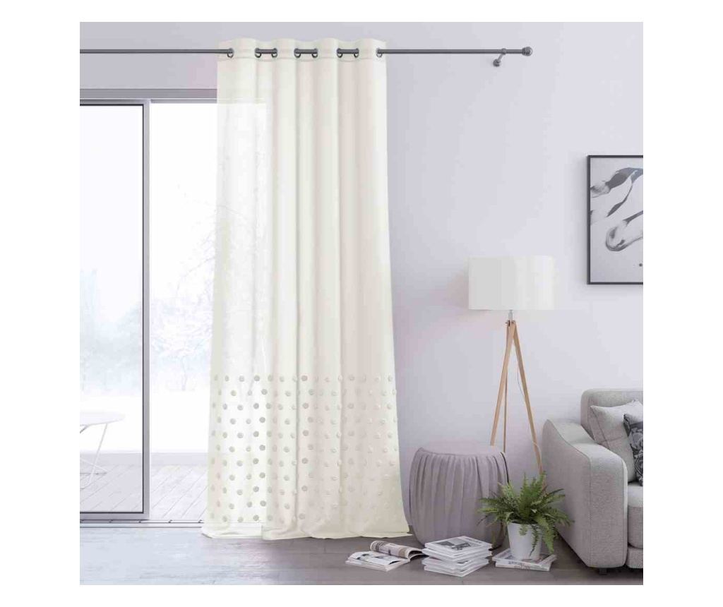 Klasszikus hímzett függöny ezüst karikákkal, Lunare, 48 g/m², Amelia Home, 140x270 cm, Krém Lunare 140x270 cm - 3