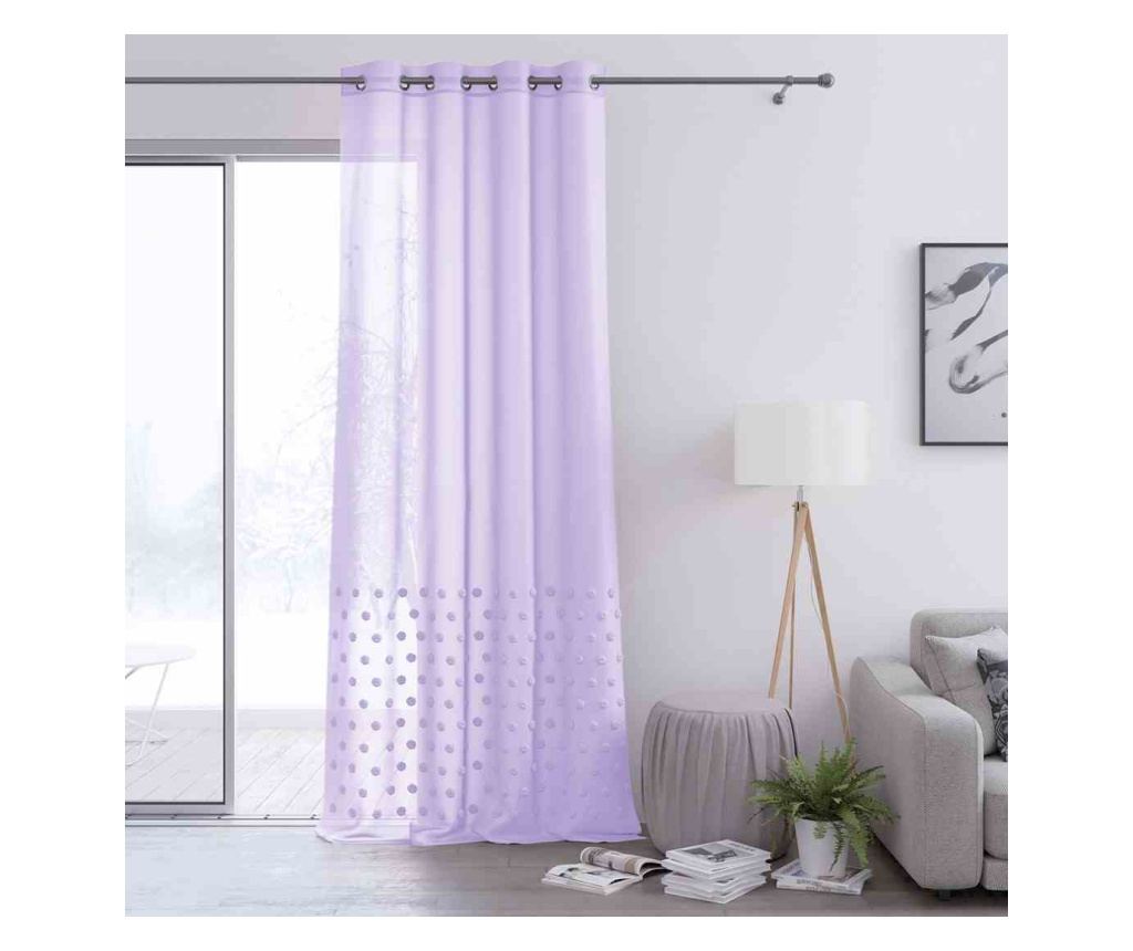 Klasszikus hímzett függöny ezüst karikákkal, Lunare, 48 g/m², Amelia Home, 140x270 cm, Lila Lunare 140x270 cm - 3