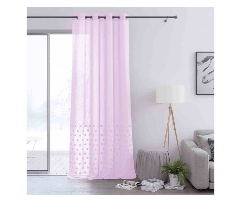 Klasszikus hímzett függöny ezüst karikákkal, Lunare, 48 g/m², Amelia Home, 140x270 cm, Rózsaszín Lunare 140x270 cm - 3