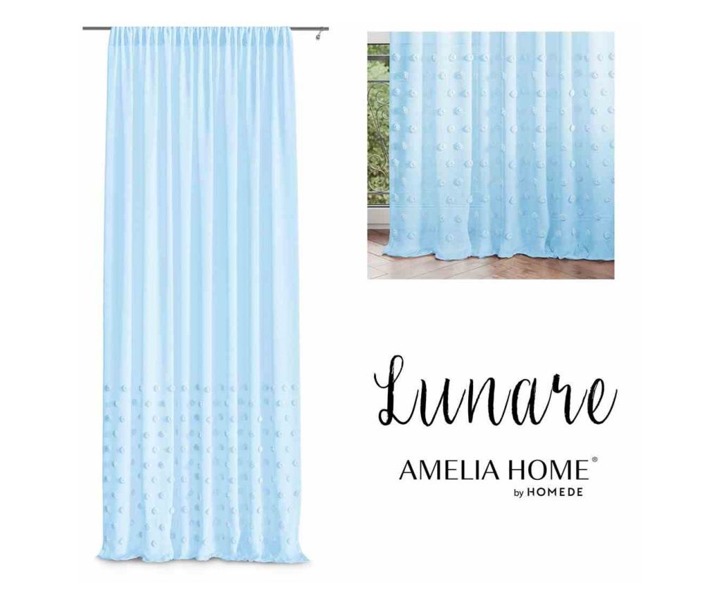 Klasszikus hímzett függöny rúdbújtatóval, Lunare, 48 g/m², Amelia Home, 140x270 cm, Kék Lunare 140x270 cm - 2
