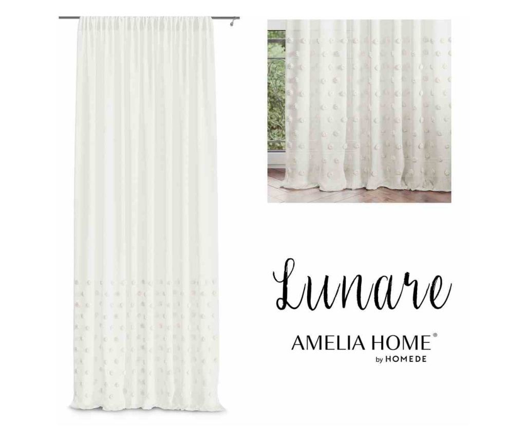 Klasszikus hímzett függöny rúdbújtatóval, Lunare, 48 g/m², Amelia Home, 140x270 cm, Cream Lunare 140x270 cm - 2