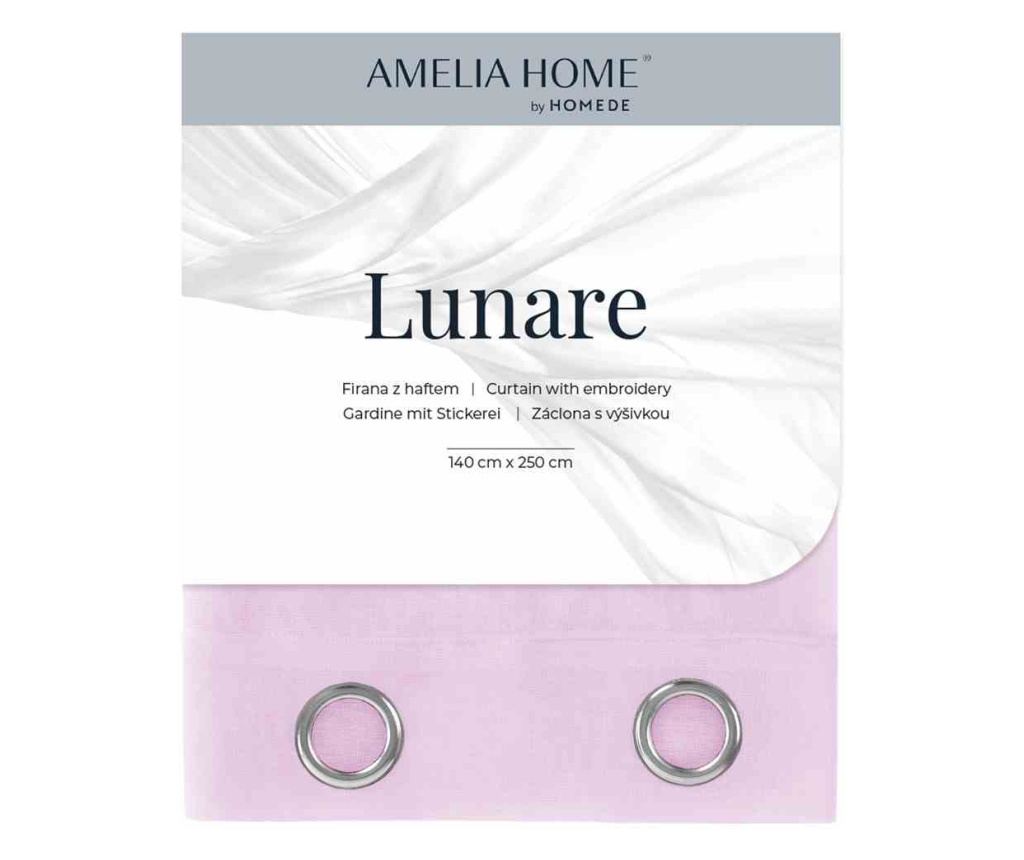 Klasszikus hímzett függöny rúdbújtatóval, Lunare, 48 g/m², Amelia Home, 140x250 cm, Rózsaszín Lunare 140x250 cm - 4