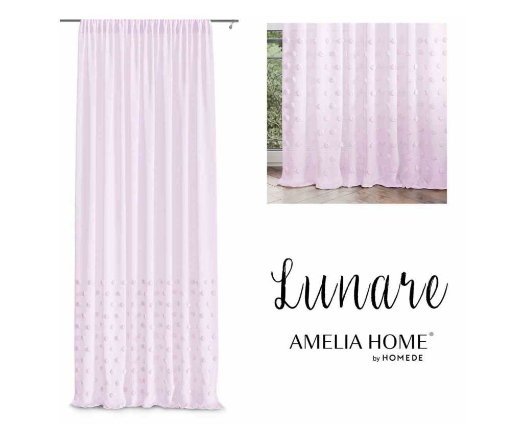 Klasszikus hímzett függöny rúdbújtatóval, Lunare, 48 g/m², Amelia Home, 140x270 cm, Rózsaszín Lunare 140x270 cm - 2