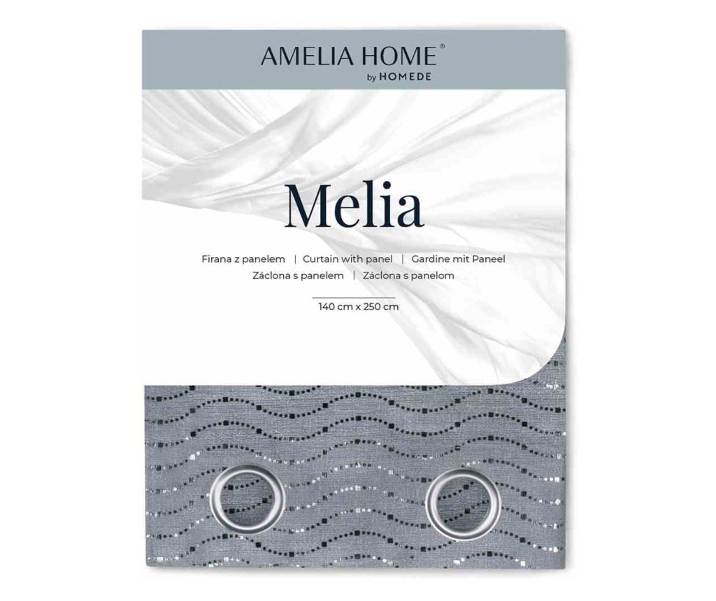 Glamour függöny ezüst karikákkal, Melia, 48 g/m², Amelia Home, 140x250 cm, Fehér Melia 140x250 cm - 4
