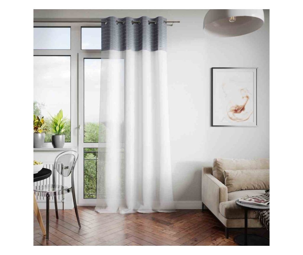 Glamour függöny ezüst karikákkal, Melia, 48 g/m², Amelia Home, 140x250 cm, Fehér Melia 140x250 cm - 3