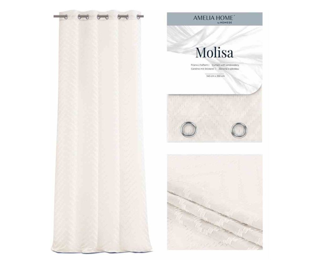 Voile függöny ezüst karikákkal, Molisa, 48 g/m², Amelia Home, 140x270 cm, Krém Molisa 140x270 cm - 4