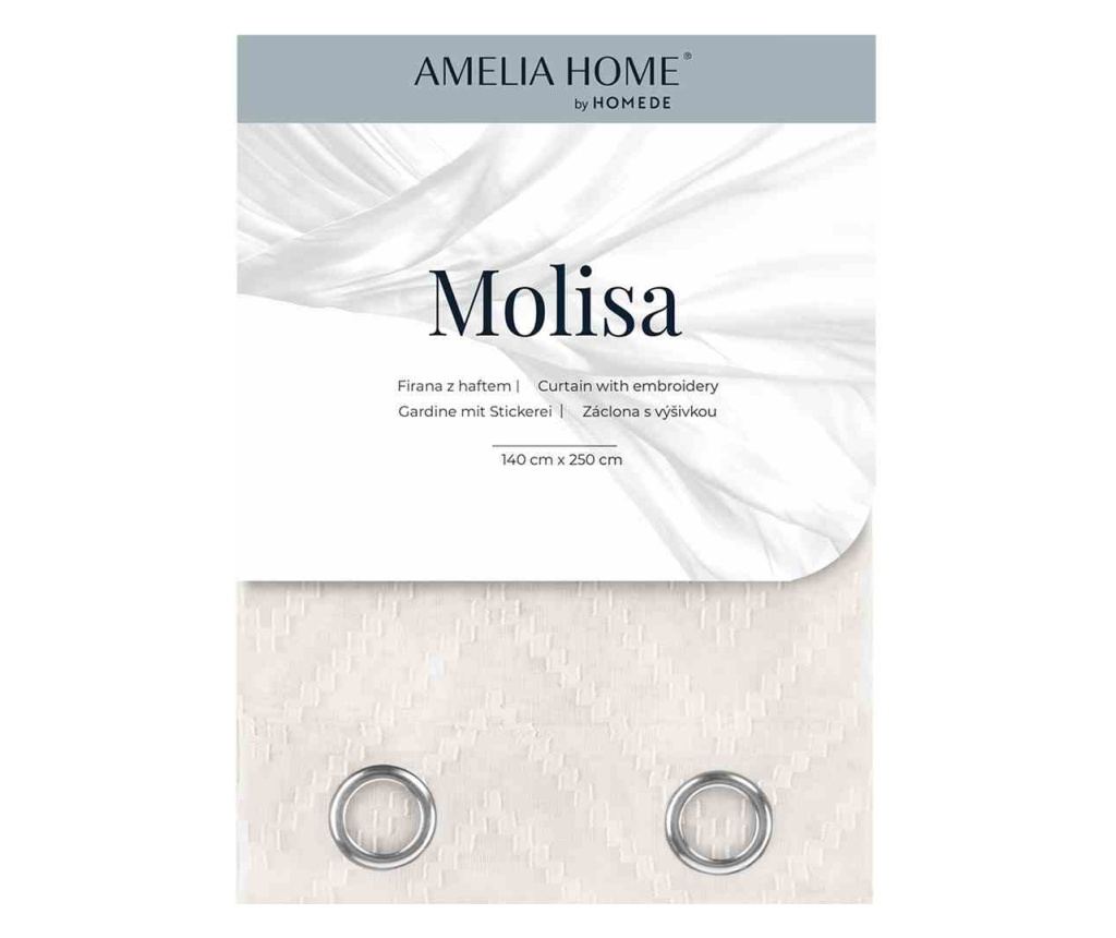 Voile függöny ezüst karikákkal, Molisa, 48 g/m², Amelia Home, 140x270 cm, Krém Molisa 140x270 cm - 5