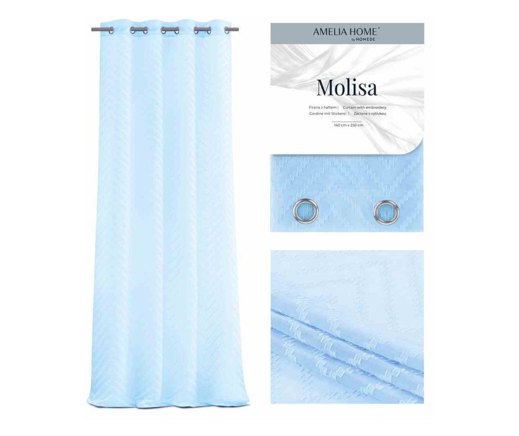 Voile függöny ezüst karikákkal, Molisa, 48 g/m², Amelia Home, 140x270 cm, kék - 4