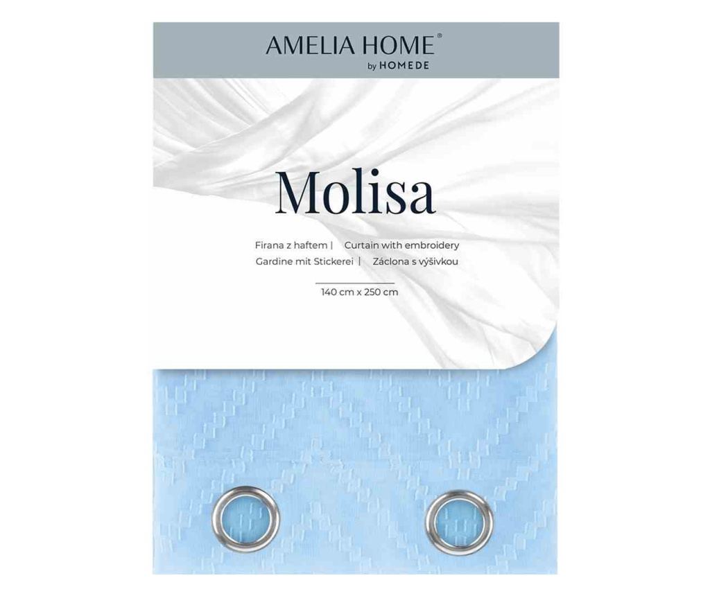 Voile függöny ezüst karikákkal, Molisa, 48 g/m², Amelia Home, 140x270 cm, kék - 5