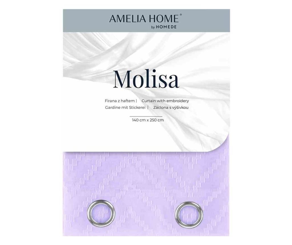 Voile függöny ezüst karikákkal, Molisa, 48 g/m², Amelia Home, 140x270 cm, Lila Molisa 140x270 cm - 5