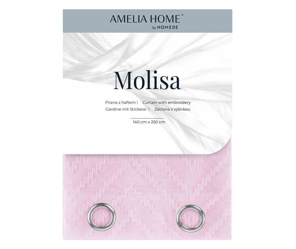 Voile függöny ezüst karikákkal, Molisa, 48 g/m², Amelia Home, 140x270 cm, Rózsaszín Molisa 140x270 cm - 5