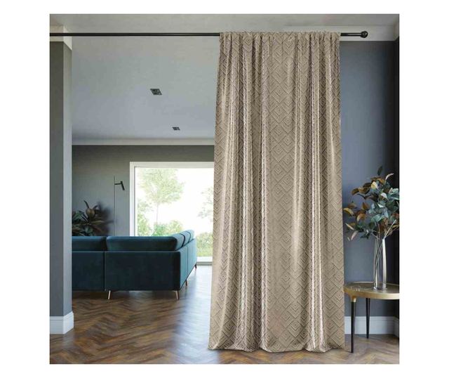 Draperie glamour cu rejansa, Caspe, 230 g/mp, Amelia Home, 140x250 cm, Bej