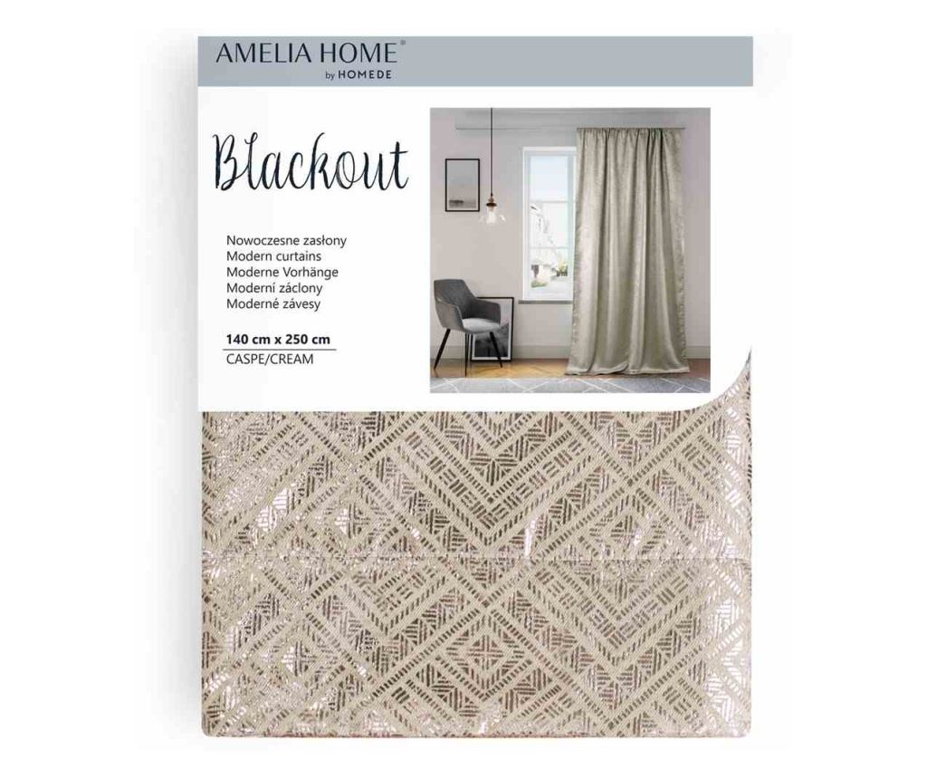 Glamour függöny rúdbújtatóval, Caspe, 230 g/m², Amelia Home, 140x250 cm, Bézs - 5