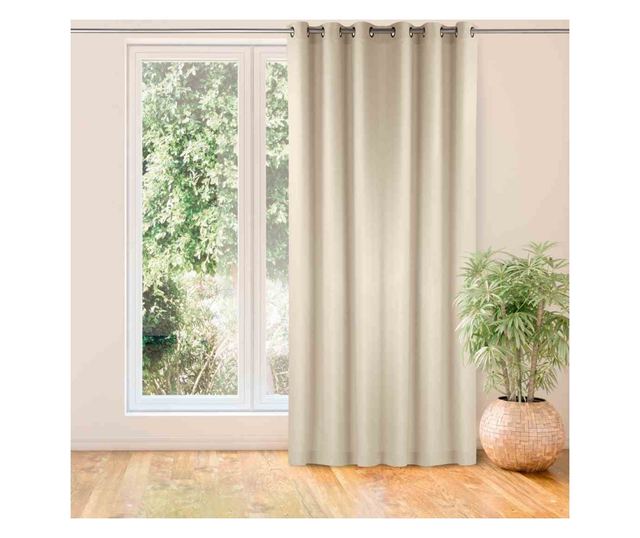 Klasszikus stílusú függöny ezüst karikákkal, Carmena, 185 g/mp, Homede, 450x225 cm, krém