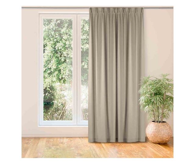 Klasszikus stílusú függöny, 7,5 cm-es redős redővel, Carmena, 185 g/nm, Homede, 140x300 cm, Bézs