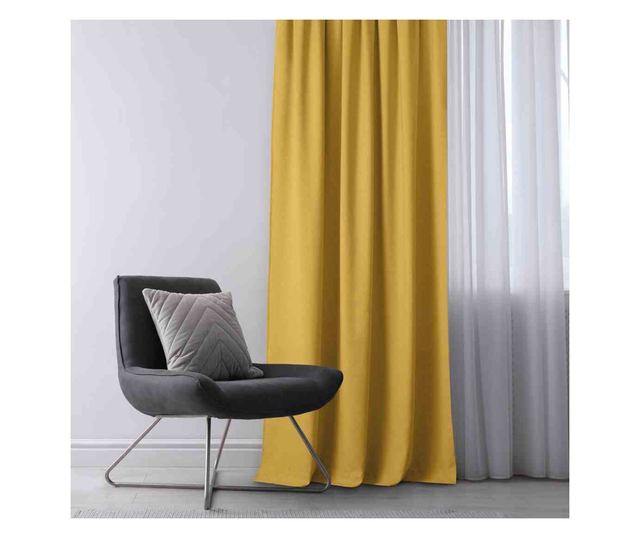 Klasszikus stílusú függöny méhsejt típusú 10 cm-es redővel, Carmena, 185 g/nm, Homede, 220x300 cm, Sárga