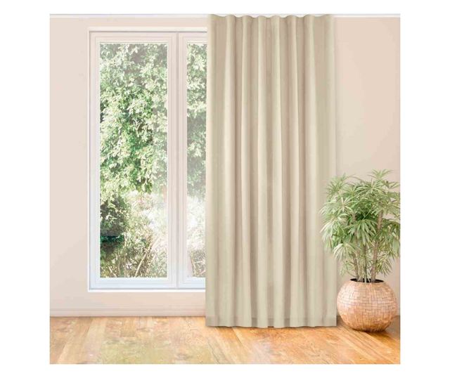 Klasszikus stílusú függöny rojtokkal, 7 cm-es karnishoz, Carmena, 185 g/m2, Homede, 220x175 cm, krémszínű