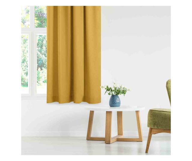 Klasszikus stílusú függöny méhsejt típusú 10 cm-es redővel, Carmena, 185 g/nm, Homede, 220x300 cm, Sárga