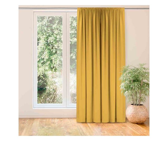 Klasszikus stílusú függöny 5 cm-es redővel, Carmena, 185 g/nm, Homede, 300x270 cm, Sárga