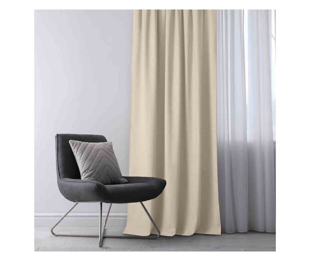 Klasszikus stílusú függöny rojtokkal, 7 cm-es karnishoz, Carmena, 185 g/m2, Homede, 220x175 cm, krémszínű