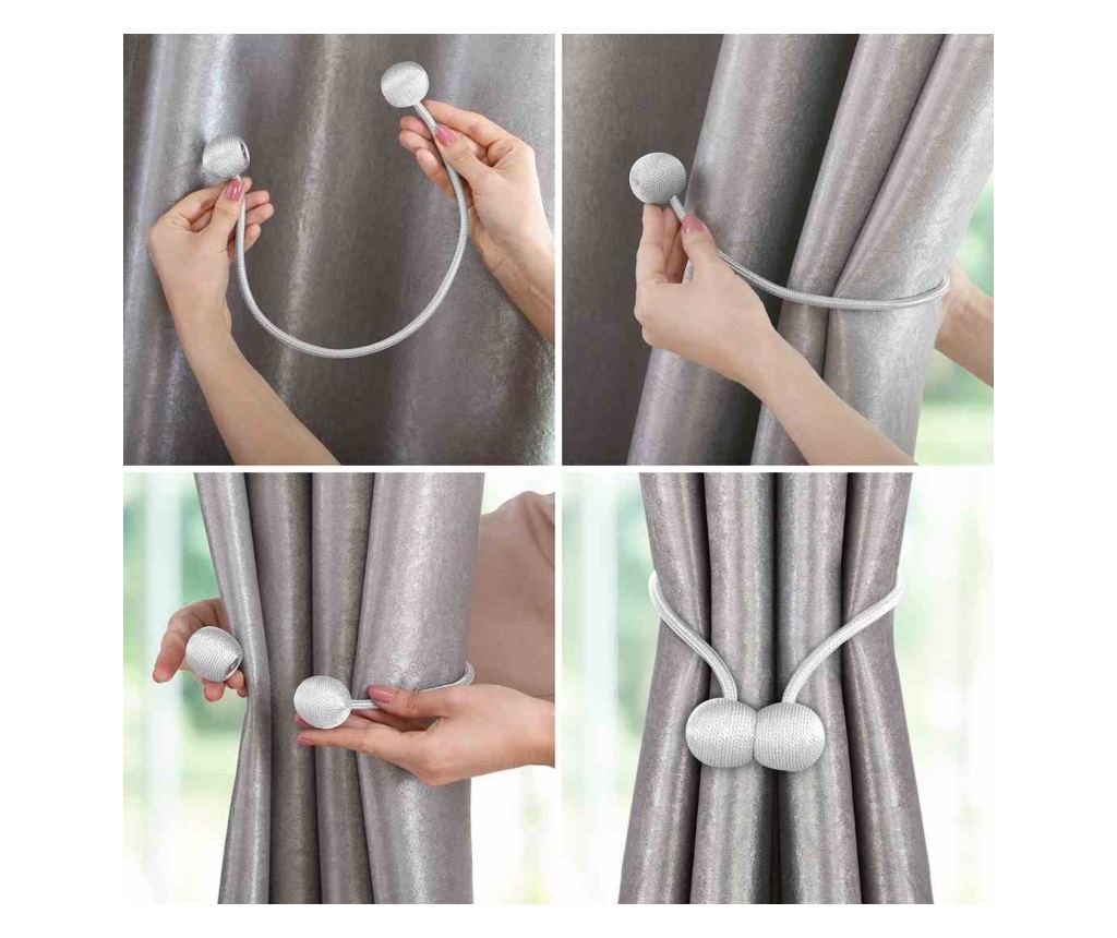 2 darabos Glamour mágneses függönyelkötő szett, Toronto, Amelia Home, 48 cm, szürke - 5