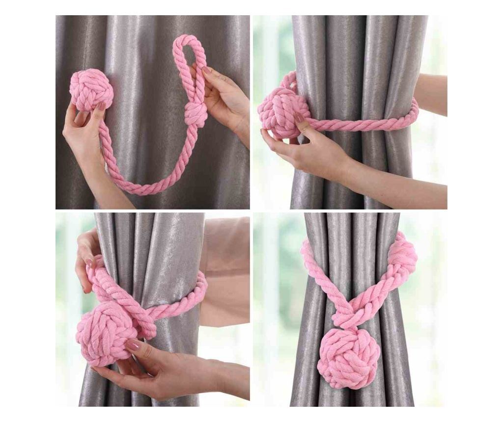 2 darabos pamut klasszikus függönyelkötő szett, Dauphin, Amelia Home, 54 cm, Sötétbarna - 5