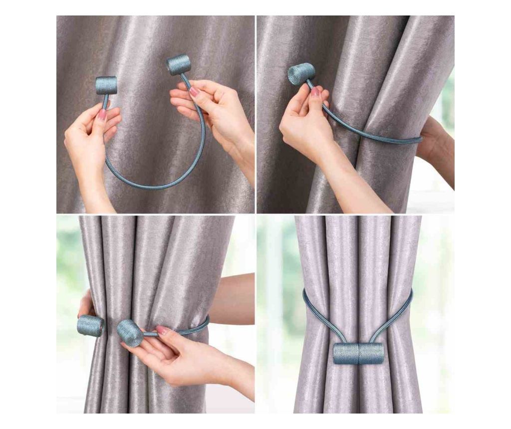 2 darabos Glamour mágneses függönyelkötő szett, Hamilton, Amelia Home, 46 cm, kék - 5