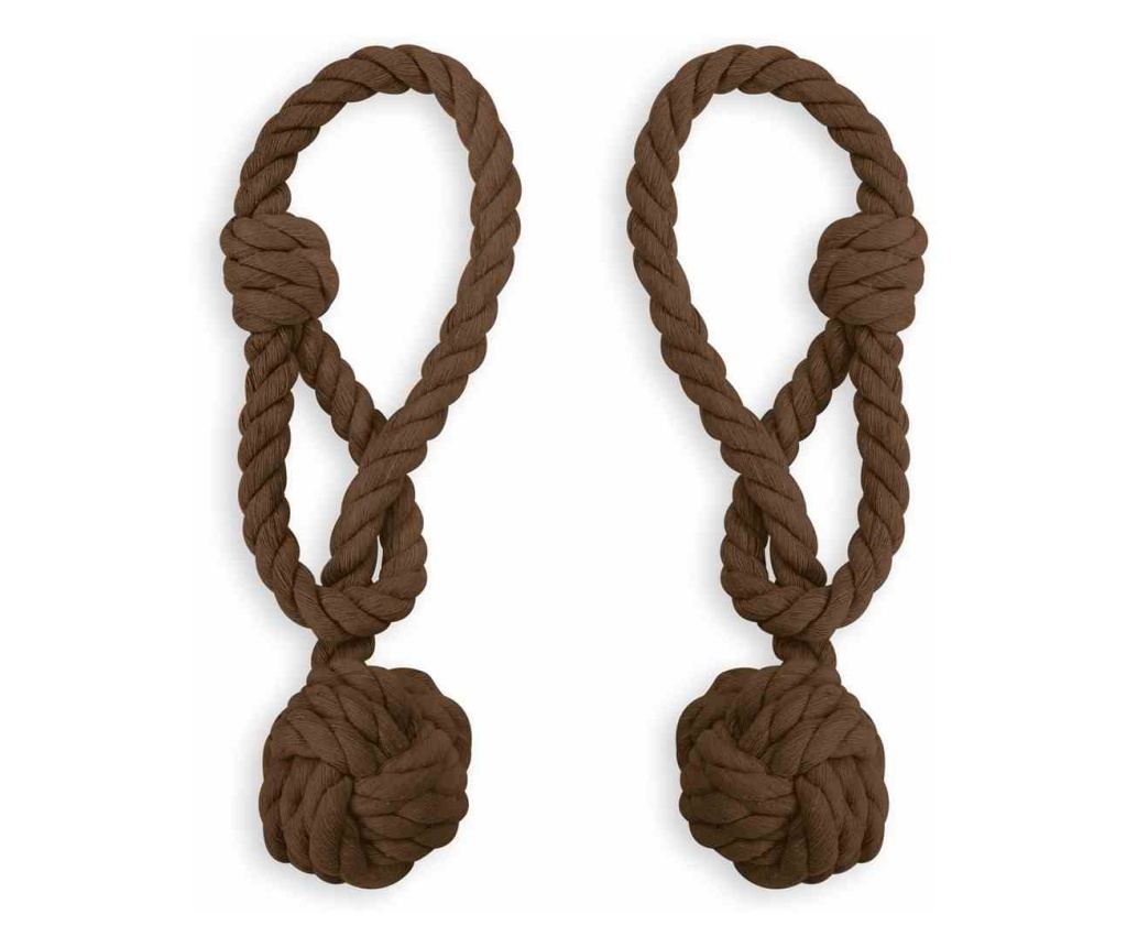 2 darabos pamut klasszikus függönyelkötő szett, Dauphin, Amelia Home, 54 cm, Sötétbarna - 2